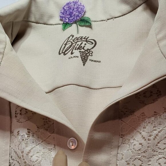 Beau Tiki, Like New, Men's, Tan, Linen, Hawaiian Shirt, Size XL - Picture 3 of 8